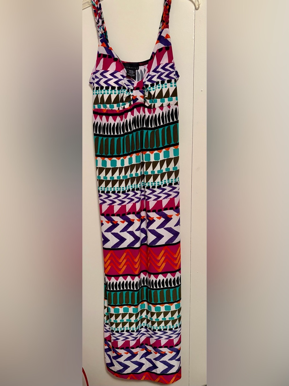 attention Multicolor Tropical Print Dress — Pink, Purple, Teal